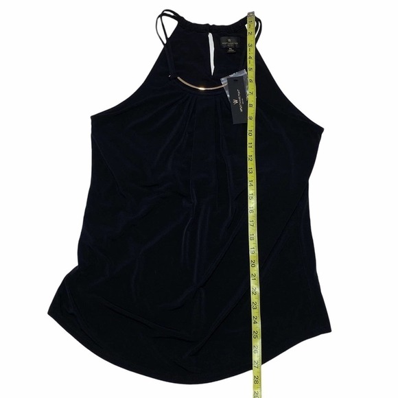 WORTHINGTON Petites Black Sleeveless Buttoned Keyhole Metal Neck Blouse NWT - Picture 6 of 11
